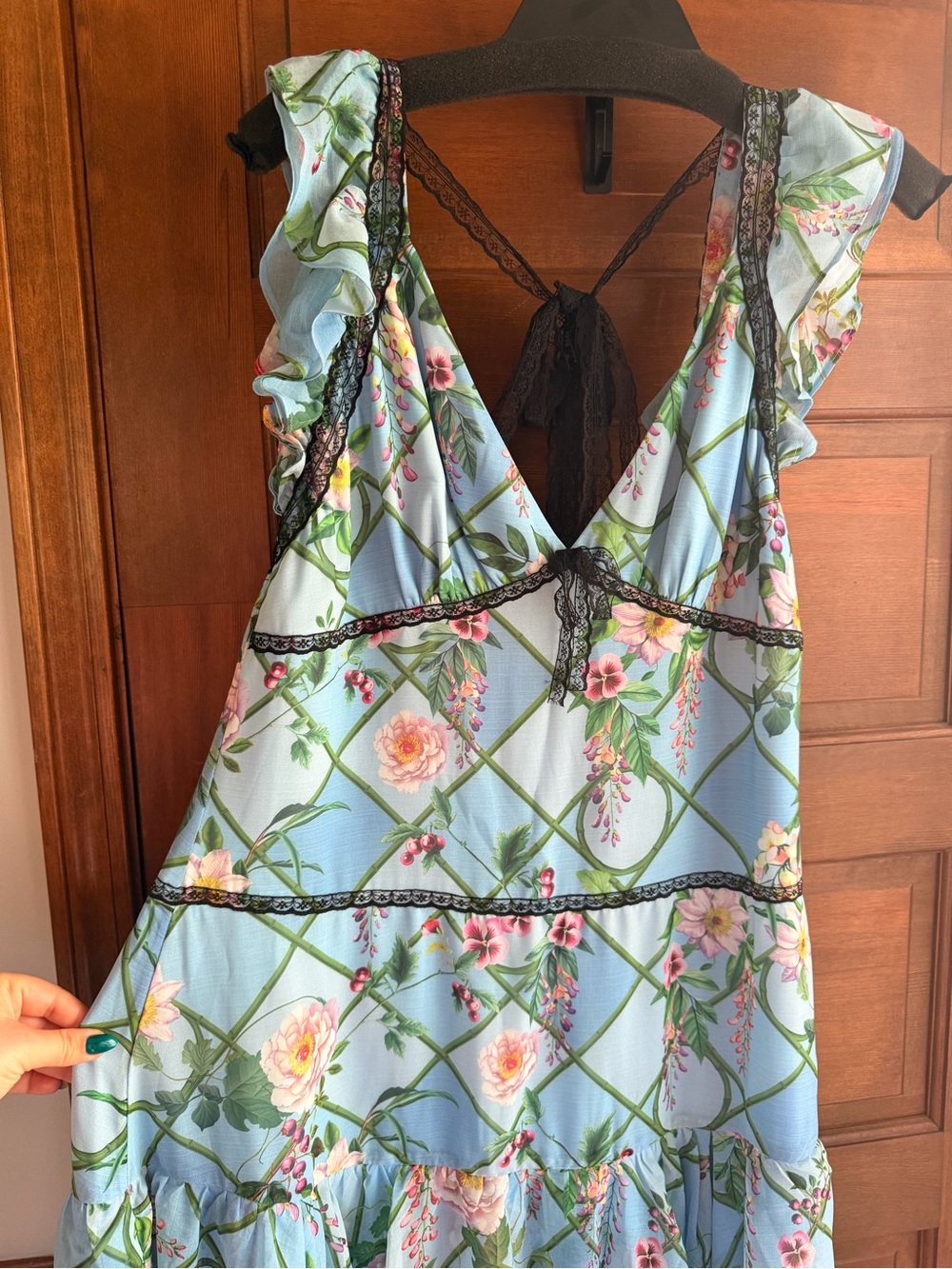 BHLDN from Anthropologie Tiered Maxi Dress in Blue Garden Pattern - Picture 5 of 10